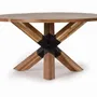 Tables Salle à Manger - Table à manger ronde en bois d'acacia naturel et pieds en métal noir - GINER Y COLOMER