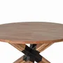 Tables Salle à Manger - Table à manger ronde en bois d'acacia naturel et pieds en métal noir - GINER Y COLOMER