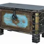 Boîtes de rangement - Coffre en bois de manguier noir vieilli avec détails bleus - GINER Y COLOMER