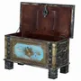 Boîtes de rangement - Coffre en bois de manguier noir vieilli avec détails bleus - GINER Y COLOMER