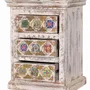 Night tables - Mango wood bedside table with ceramic and bronze details - GINER Y COLOMER