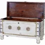Boîtes de rangement - Coffre ancien en bois de manguier blanc cassé - GINER Y COLOMER
