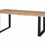 Tables Salle à Manger - Table à manger en bois d'acacia naturel et pieds en métal noir - GINER Y COLOMER