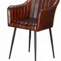 Chaises - Chaise en cuir naturel avec pieds en métal marron - GINER Y COLOMER