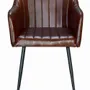 Chaises - Chaise en cuir naturel avec pieds en métal marron - GINER Y COLOMER