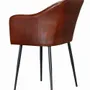 Chaises - Chaise en cuir naturel avec pieds en métal marron - GINER Y COLOMER