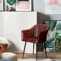 Chaises - Chaise en cuir naturel avec pieds en métal marron - GINER Y COLOMER