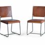 Chaises - Lot de 2 chaises en cuir marron et métal - GINER Y COLOMER