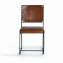 Chairs - Set of 2 chairs in brown leather and metal - GINER Y COLOMER