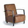 Fauteuils - Fauteuil en cuir marron et métal - GINER Y COLOMER