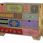 Chests of drawers - Mango wood chest of drawers with hand-painted multi-colored details - GINER Y COLOMER