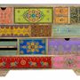 Chests of drawers - Mango wood chest of drawers with hand-painted multi-colored details - GINER Y COLOMER