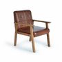 Armchairs - Brown leather and metal armchair - GINER Y COLOMER