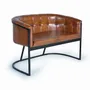 Sofas - Brown leather and metal sofa - GINER Y COLOMER