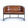 Sofas - Brown leather and metal sofa - GINER Y COLOMER
