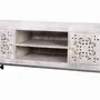 TV stands - Mango wood TV cabinet and aged white metal legs - GINER Y COLOMER