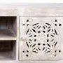 TV stands - Mango wood TV cabinet and aged white metal legs - GINER Y COLOMER