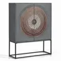 Sideboards - Mango wood display case with gray and brown metal legs - GINER Y COLOMER