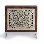 Buffets - Buffet 2 portes en bois de manguier sculptée et feuille d'argent - GINER Y COLOMER
