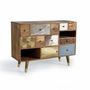 Commodes - Commode en bois de manguier avec tiroirs de différentes textures - GINER Y COLOMER