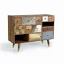 Chests of drawers - Mango wood chest of drawers with drawers in different textures - GINER Y COLOMER