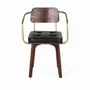 Chaises - Chaise en bois manguier marron et cuir noir - GINER Y COLOMER