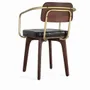 Chaises - Chaise en bois manguier marron et cuir noir - GINER Y COLOMER
