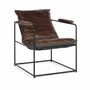 Armchairs - Brown leather and metal armchair - GINER Y COLOMER
