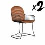 Chairs - Set of 2 chairs upholstered in natural brown leather - GINER Y COLOMER