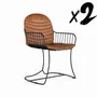 Chaises - Ensemble de 2 chaises tapissées de cuir marron naturel - GINER Y COLOMER
