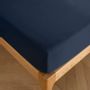Linge de lit - Drap housse 100% Coton 200 x 200 cm Bleu Nuit - COTON PUR