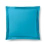 Bed linens - 100% Cotton Pillowcase Flat Ruffle Quilted 63 x 63 cm Cyan - COTON PUR