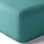 Bed linens - Percale Fitted Sheet 140 x 190 cm Pure Combed Long Fiber Cotton 80 Thread Count/cm² Peacock - COTON PUR