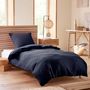 Linge de lit - Parure de couette 140x200cm + 1 taie d'oreiller 65X65cm nid d'abeille Orage - COTON PUR