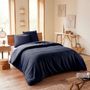 Linge de lit - Parure de couette 240x220cm + 2 taies d'oreiller 65X65cm nid d'abeille Orage - COTON PUR