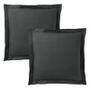 Bed linens - 100% Cotton Pillowcase Flat Ruffle Quilted 63 x 63 cm Truffle - COTON PUR