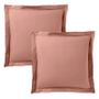 Bed linens - 100% Cotton Pillowcase Flat Ruffle Quilted 63 x 63 cm Old Pink - COTON PUR