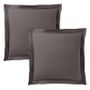 Linge de lit - Taie d'oreiller 100% Coton Volant plat piqué 63 x 63 cm Ardoise - COTON PUR