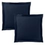 Bed linens - 100% Cotton Pillowcase Flat Ruffle Quilted 63 x 63 cm Midnight Blue - COTON PUR