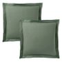 Bed linens - 100% Cotton Pillowcase Flat Ruffle Quilted 63 x 63 cm Rosemary - COTON PUR