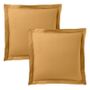Linge de lit - Taie d'oreiller 100% Coton Volant plat piqué 63 x 63 cm Miel - COTON PUR