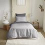 Linge de lit - Pack Complet Housse de couette Bicolore 140 x 200 cm - Drap housse 90 x 190 cm - 100% Coton 57 Fils - COTON PUR