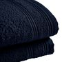 Serviettes de bain - Lot de 2 Serviettes Invite Eponge 100% Coton "Spa" 30 x 50 cm Bleu Nuit - COTON PUR