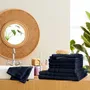 Autres linges de bain - Pack Éponge 10 Pièces "Spa" 100% Coton Bleu Nuit - COTON PUR