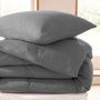 Linge de lit - Parure de Couette Gaze de Coton 140 x 200 cm + 1 Taie d'oreiller 65 x 65 cm Ardoise - COTON PUR