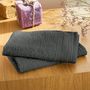 Serviettes de bain - Lot de 2 Serviettes Invite Eponge 100% Coton "Spa" 30 x 50 cm Ardoise - COTON PUR