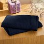 Serviettes de bain - Lot de 2 Serviettes Invite Eponge 100% Coton "Spa" 30 x 50 cm Bleu Nuit - COTON PUR