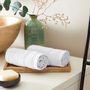 Serviettes de bain - Lot de 2 Serviettes Invite Eponge 100% Coton "Spa" 30 x 50 cm Neige - COTON PUR