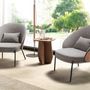 Fauteuils - Fauteuil en tissu gris et noyer - ANGEL CERDÁ