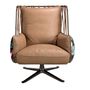 Fauteuils - Fauteuil pivotant en cuir et tissu marron imprimé - ANGEL CERDÁ